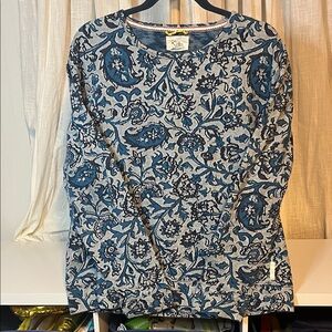 Koto Blue and Gray Patterned Long Sleeve Top, Size M